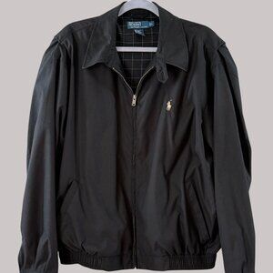 VintagePOLO RALPH LAUREN Swing Top Sports Jacket Size L Black / Tan Polo 41381